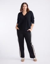 Timeless Straight Leg Ponte Pant - Black/Natural