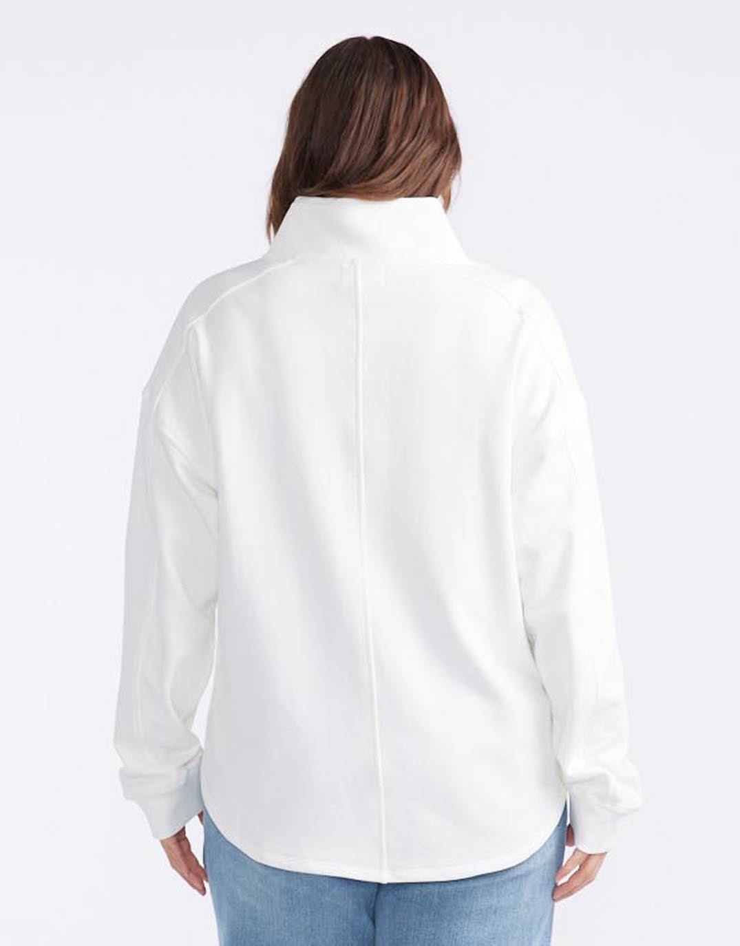 Unwind Half Zip Sweater - White
