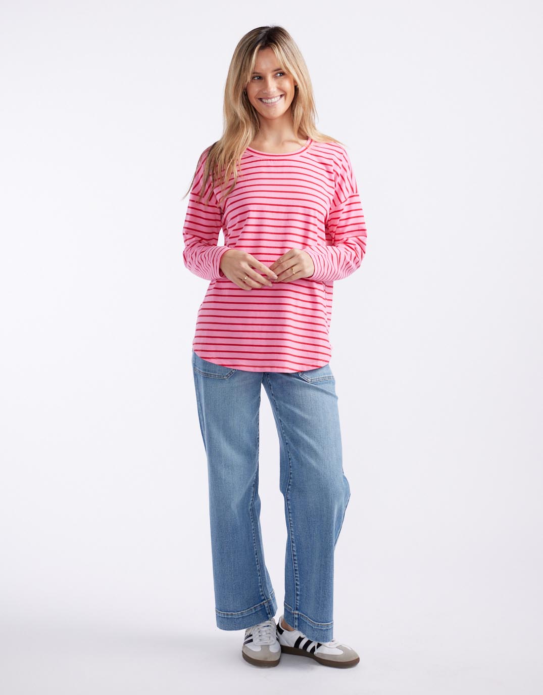 white-co-relaxed-long-sleeve-t-shirt-pink-red-womens-clothing