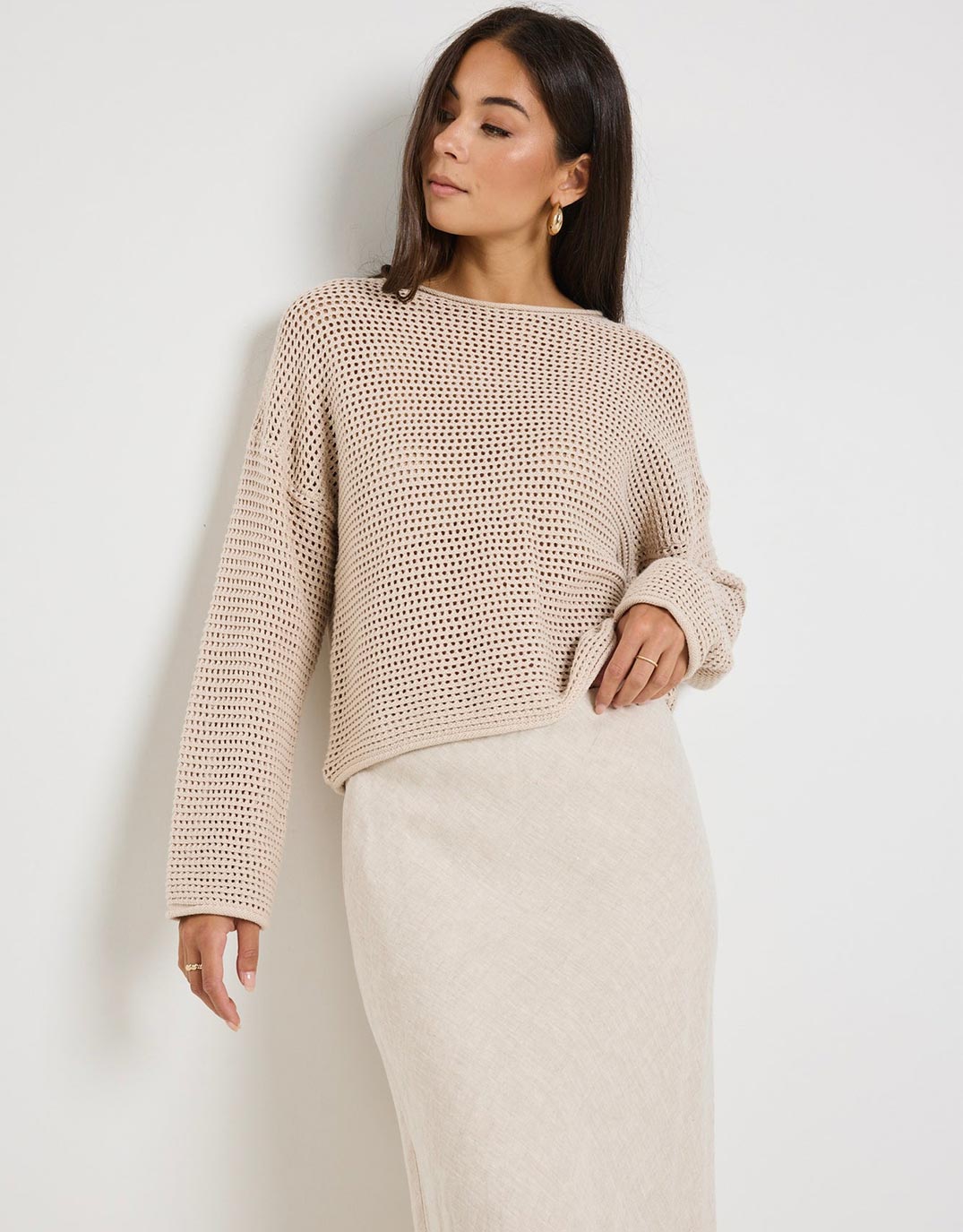 Dawn Crochet Knit Jumper - String