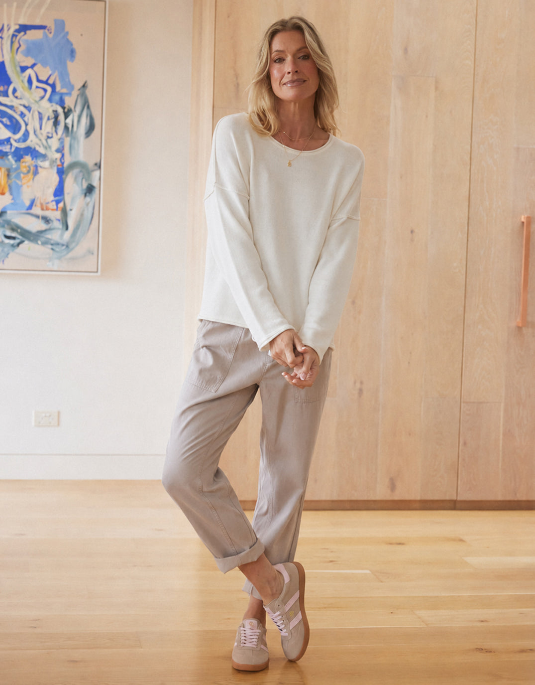 Sorrento Raw Edge Knit - White