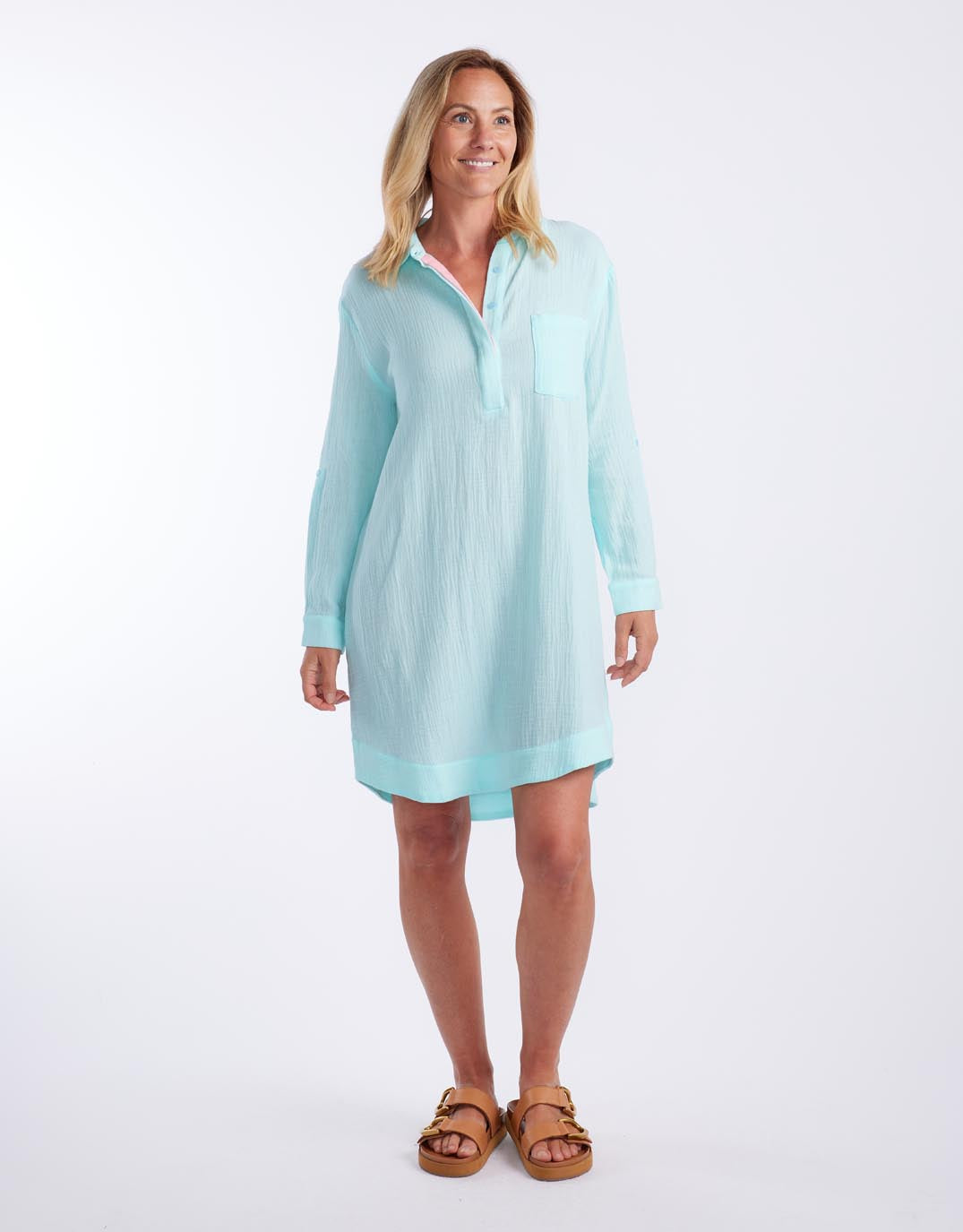 St Barts Dress - Seaglass / Ice Pink