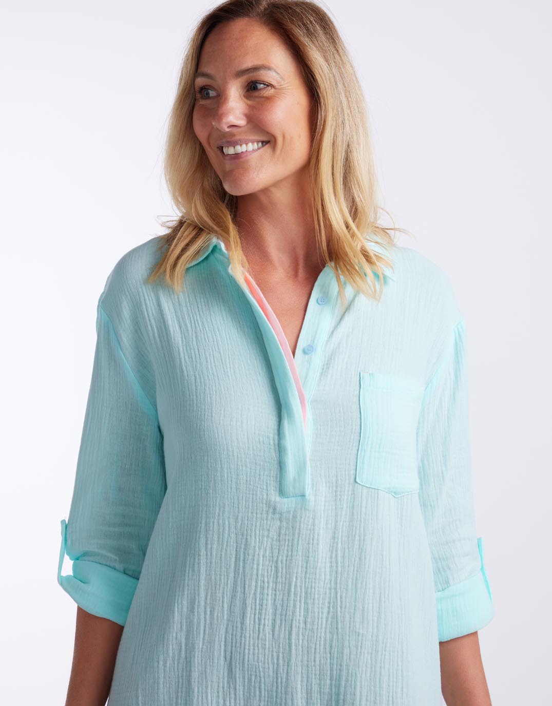 St Barts Dress - Seaglass / Ice Pink