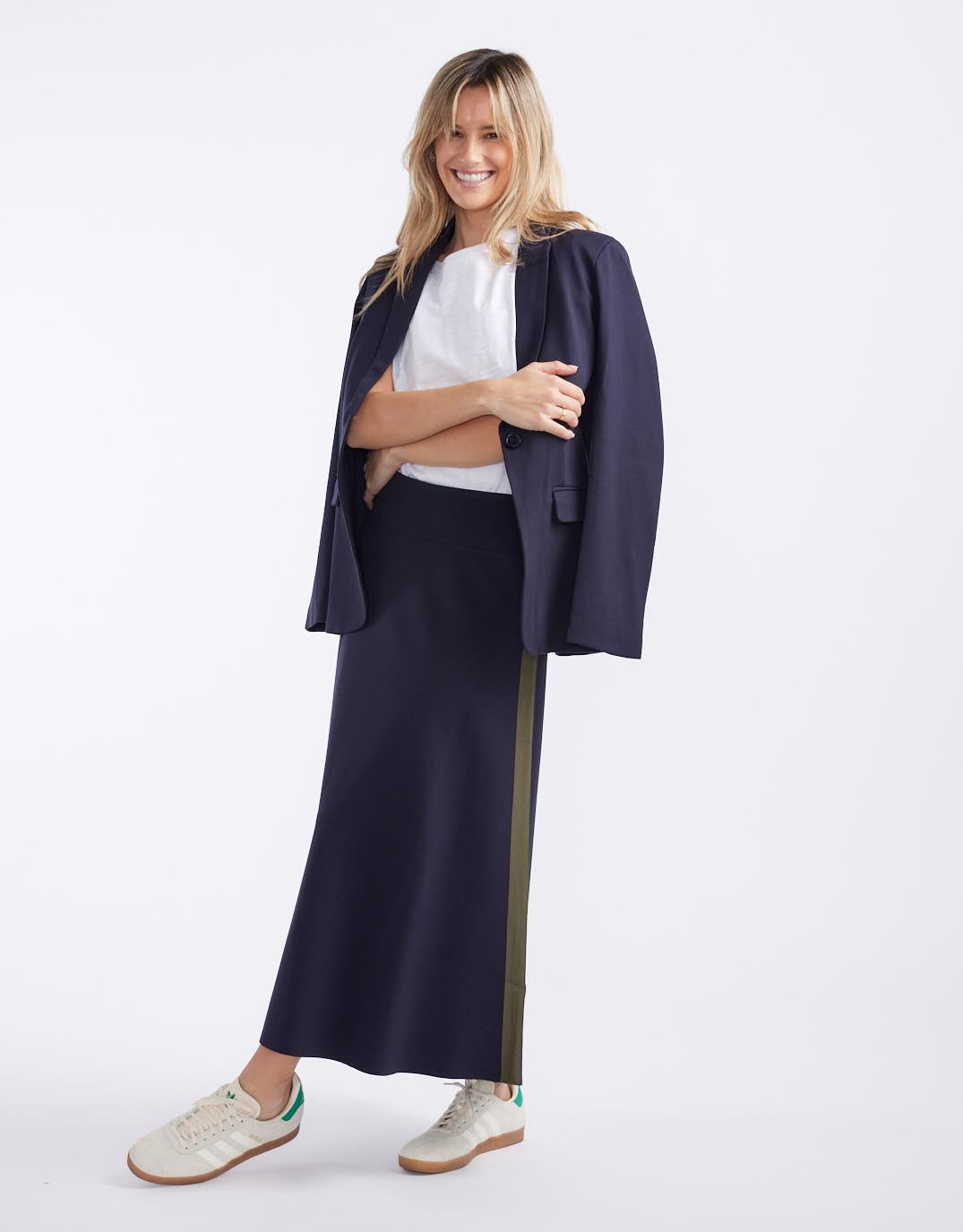 Timeless Ponte Midi Skirt - Navy/Khaki