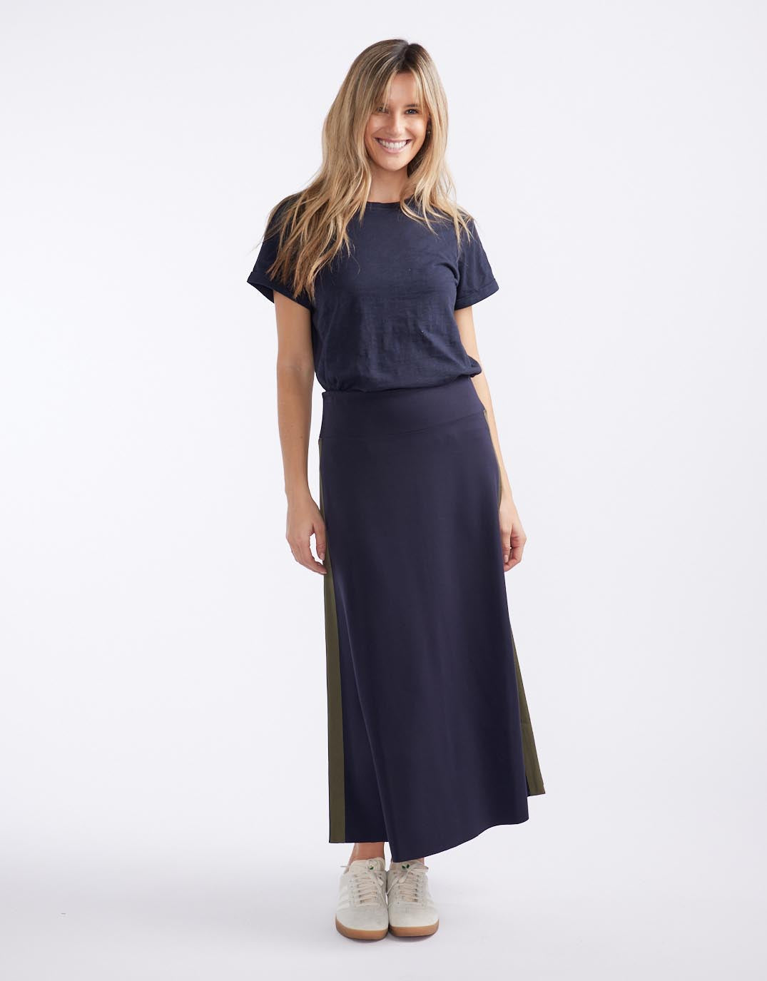 Timeless Ponte Midi Skirt - Navy/Khaki