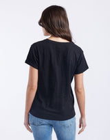 Turn Back V Neck T-Shirt - Black