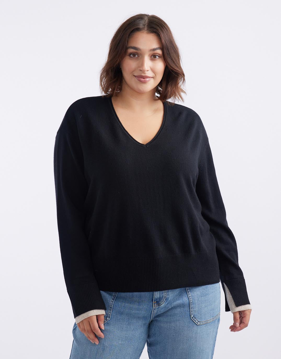 white-co-upstate-double-cuff-knit-jumper-black-oat-womens-clothing