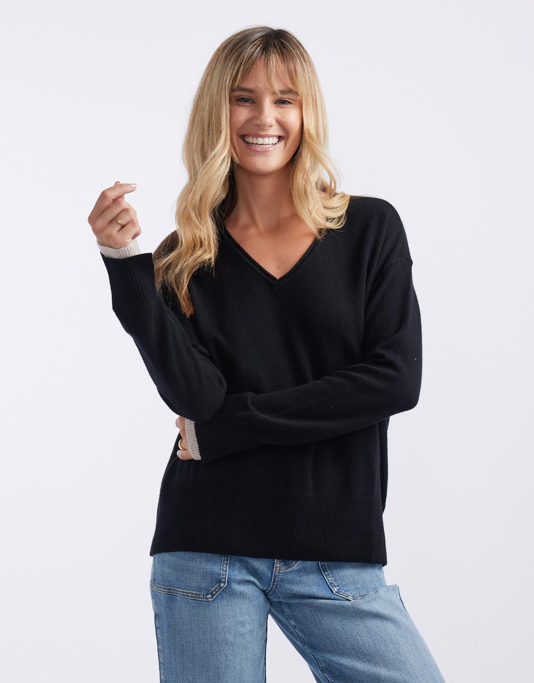 white-co-upstate-double-cuff-knit-jumper-black-oat-womens-clothing