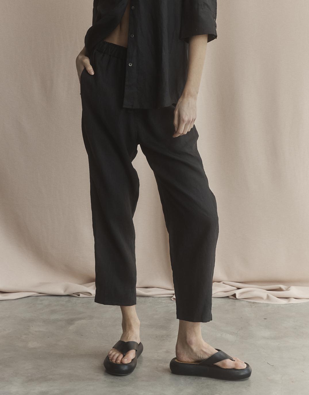Abigail Linen Pant - Black