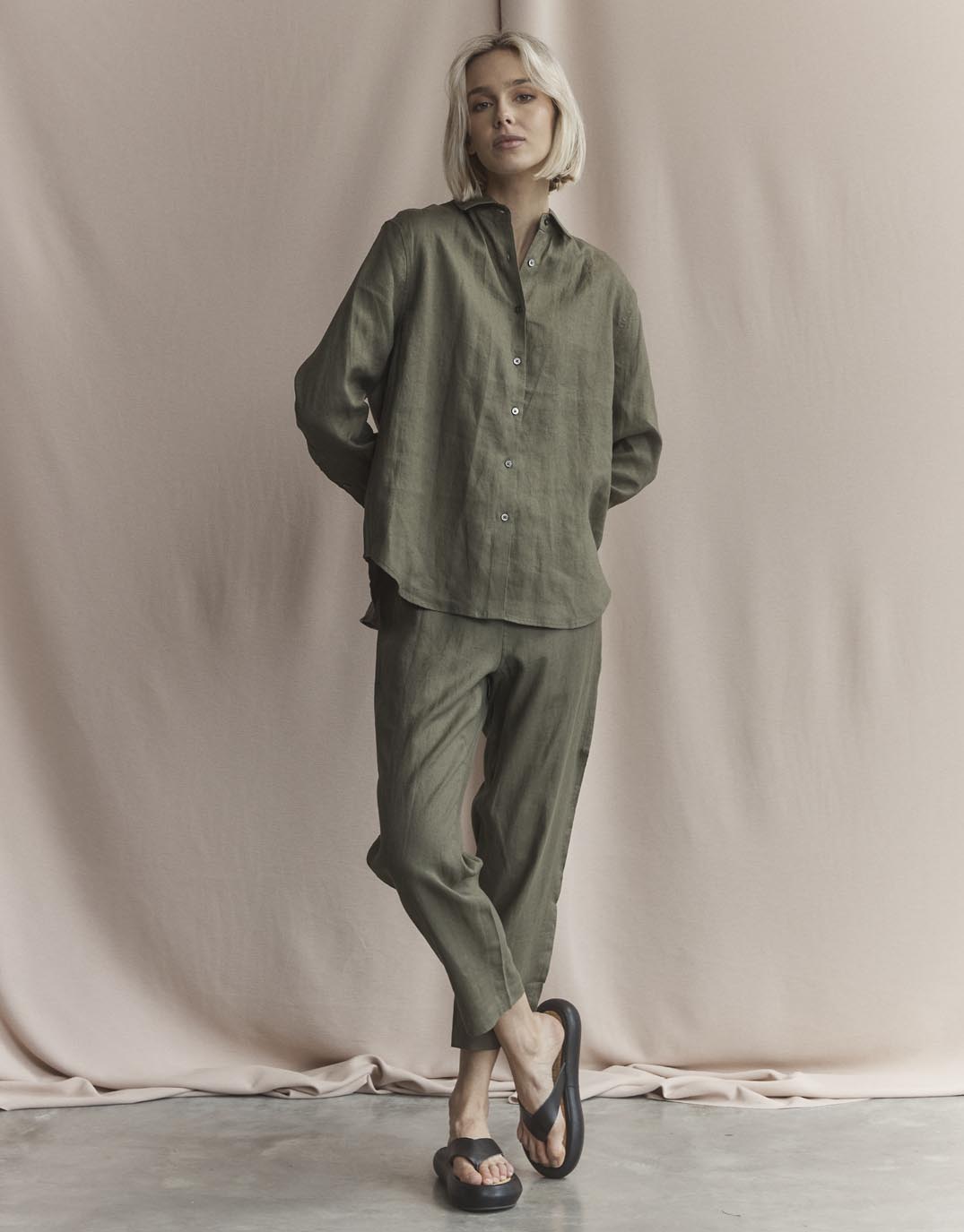 Abigail Linen Pant - Khaki