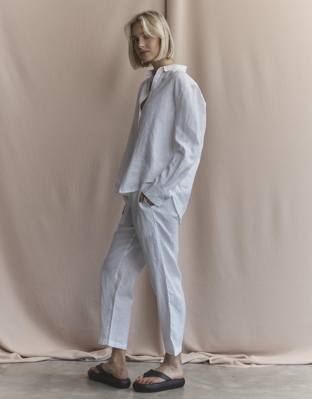 Abigail Linen Pant - White