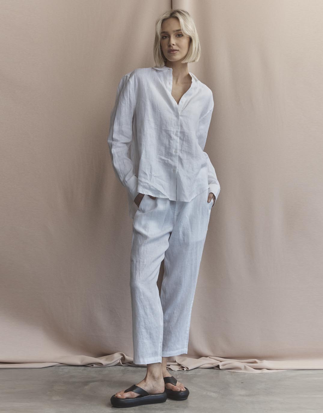 Abigail Linen Pant - White