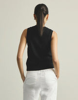 Kyra Button Tank - Black
