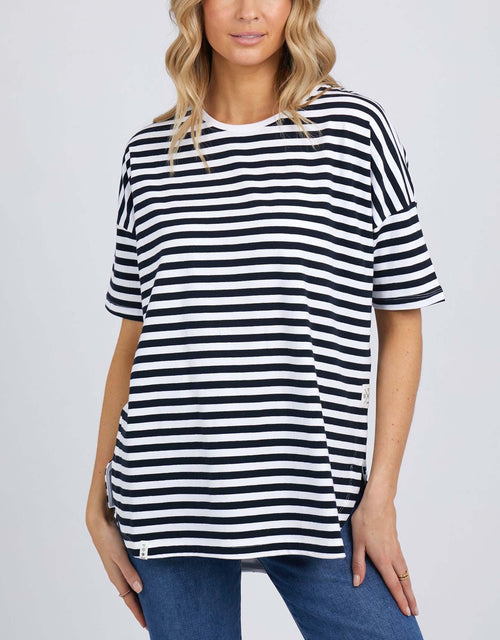Elm - Lauren Stripe Short Sleeve Tee - Navy & White Stripe - paulaglazebrook Tees & Tanks
