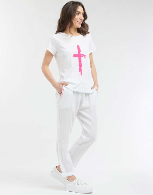 Summertime Linen Pant - White/Pink