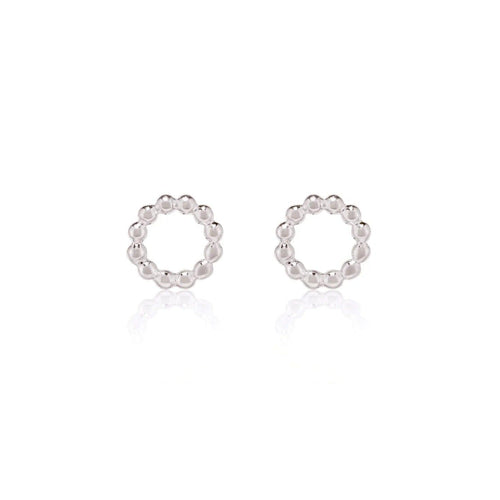 Linda Tahija Jewellery - Beaded Circle Stud Earring - Silver - paulaglazebrook Accessories