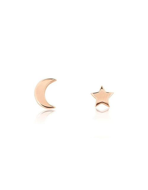 Linda Tahija Jewellery - Star & Moon Stud Earrings - Rose Gold Plated - paulaglazebrook Accessories