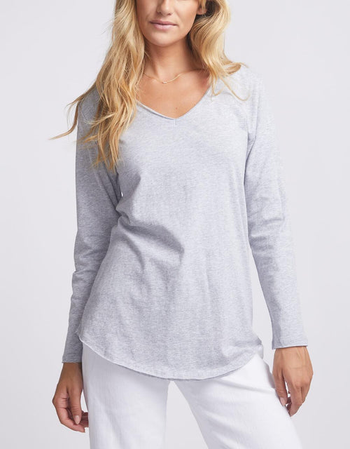 paulaglazebrook. - Original V-Neck Long Sleeve T-Shirt - Grey Marle - paulaglazebrook Tops