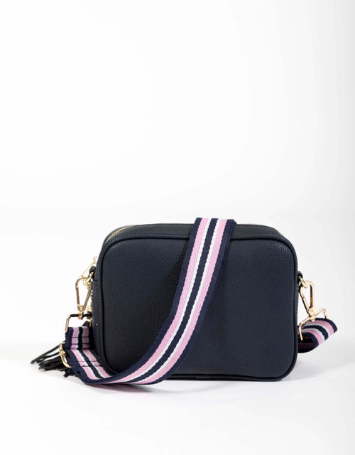 paulaglazebrook. - Zoe Crossbody Bag - Navy/Navy & Pink Stripe - paulaglazebrook Accessories