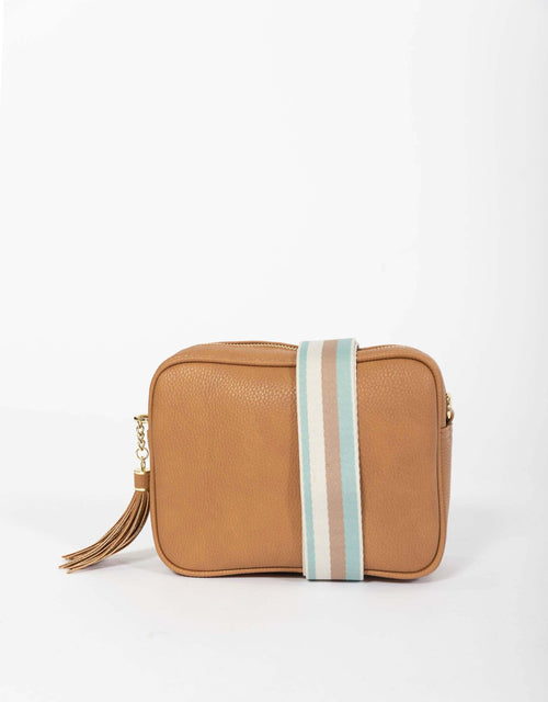paulaglazebrook. - Zoe Crossbody Bag - Tan/Blue Stripe - paulaglazebrook Accessories