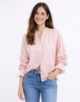 Danica Seersucker Shirt - Mango/White