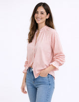 Danica Seersucker Shirt - Mango/White