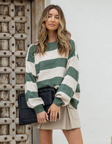 132-fashion-frankie-knit-green-latte-stripe-womens-clothing