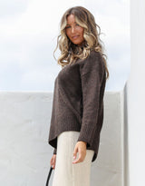 Maisie Hi-Low Knit - Chocolate