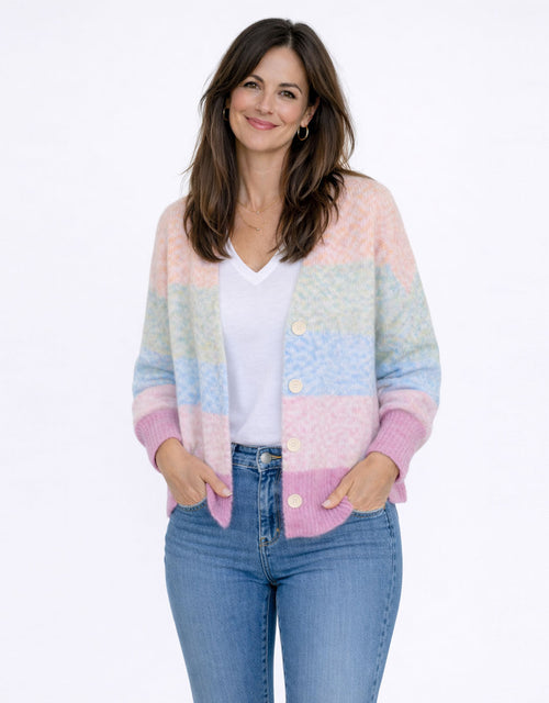 Paloma Stripe Cardi - Sage/Blue/Pink