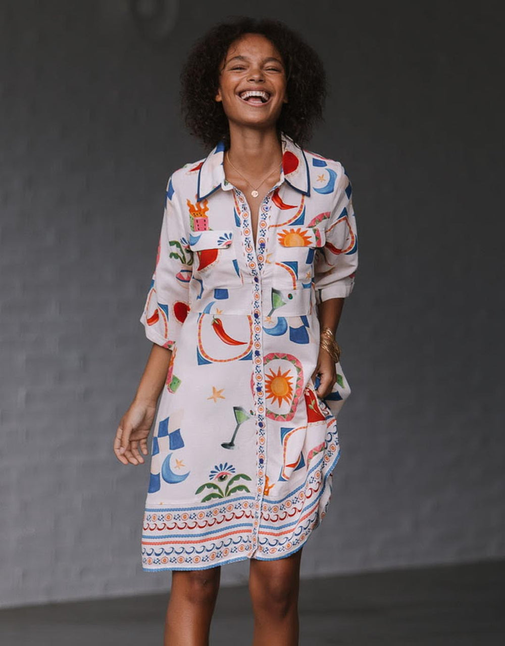 womens shirt dress sale Donna Karan Women's Short Sleeve Shirtdress - Natural