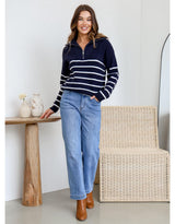 132-fashion-striped-half-zip-knit-navy-white-womens-clothing