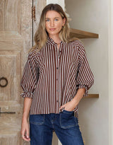 132-fashion-verona-puff-sleeve-shirt-chocolate-white-womens-clothing