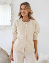 Zara Wool Blend Cardigan - Beige