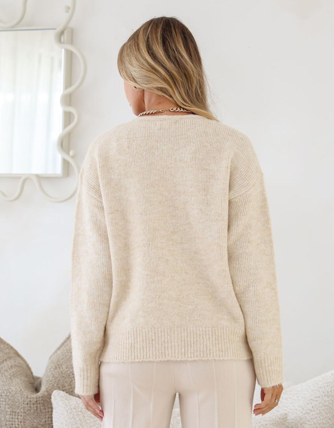 Zara Wool Blend Cardigan - Beige
