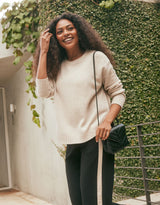 Saint Germain Wool Cashmere Scoop Hem Knit - Oat