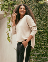 Saint Germain Wool Cashmere Scoop Hem Knit - Oat