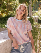 Relaxed Tee - Ice Blue/Orange Stripe