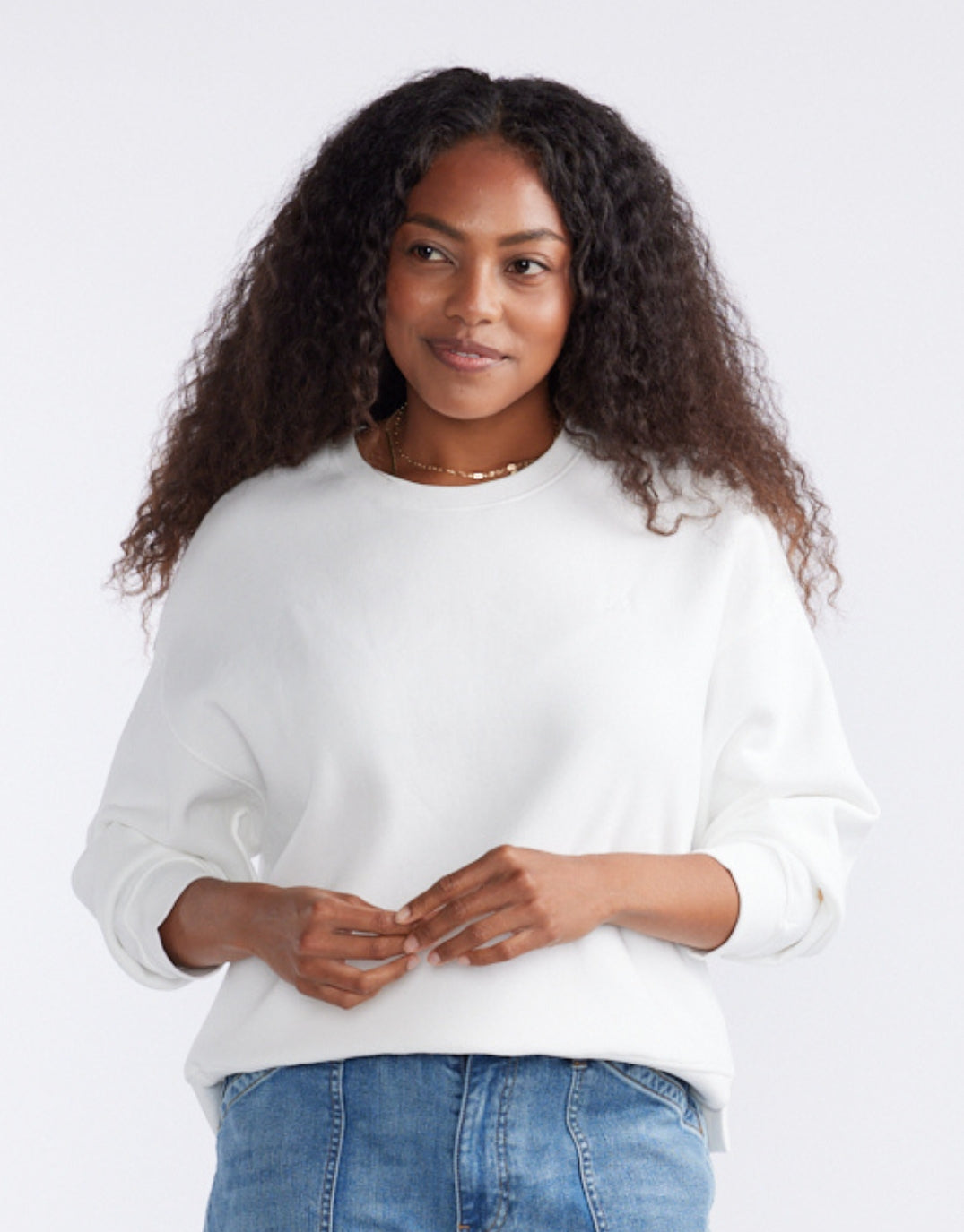 The Lounger Fleece Crew - White