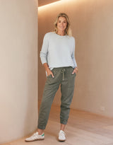 Saint Germain Wool Cashmere Scoop Hem Knit - Ice Blue