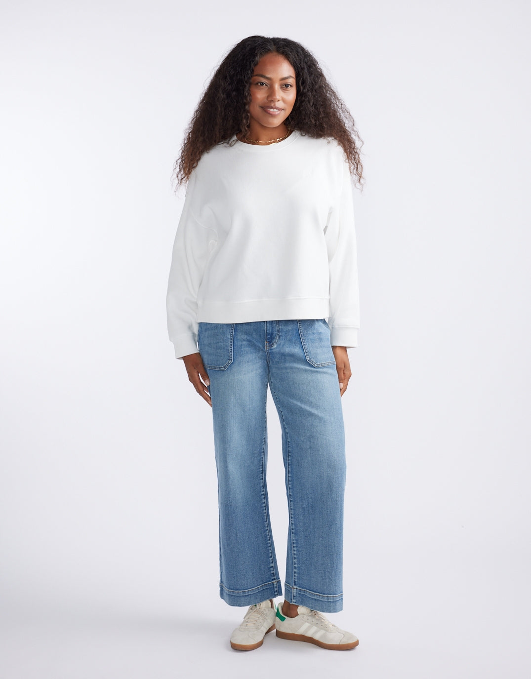 The Lounger Fleece Crew - White