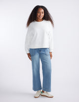 The Lounger Fleece Crew - White