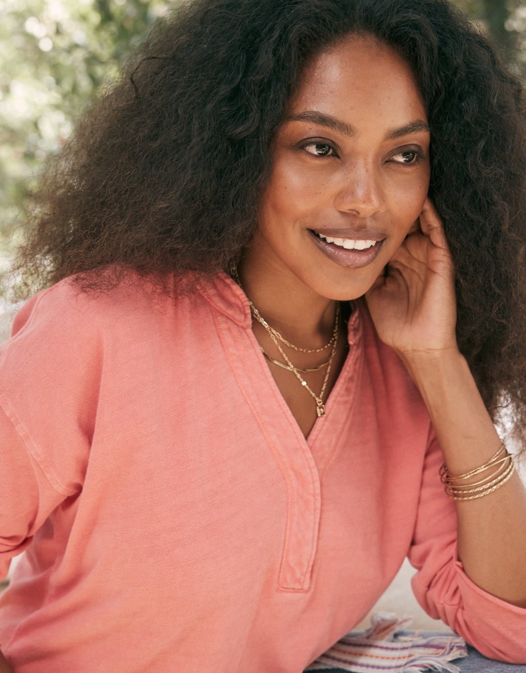 Henley Sunset Top - Melon