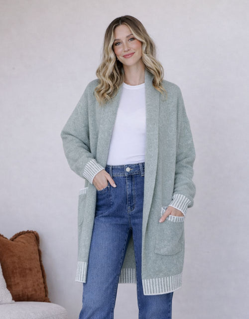 Vera Blanket Stitch Coatigan - Sage