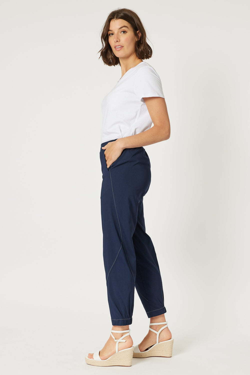 Parachute Stitch Detail Pants - Navy