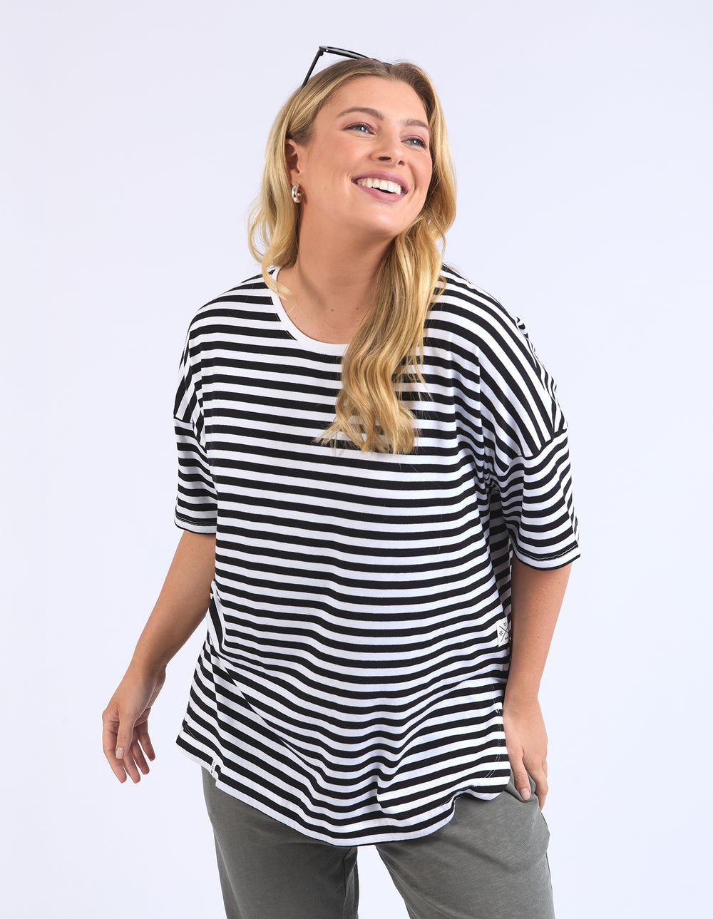 Lauren Short Sleeve Tee - Black/White Stripe