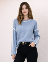 Brielle Blanket Stitch Knit - Blue