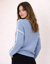 Brielle Blanket Stitch Knit - Blue
