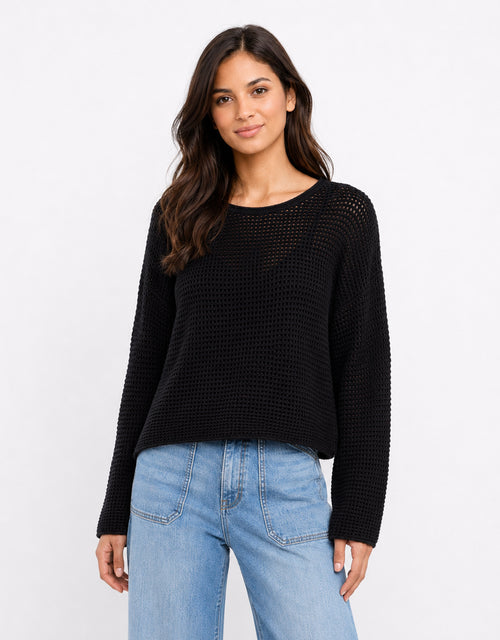 Dawn Crochet Knit Jumper - Black