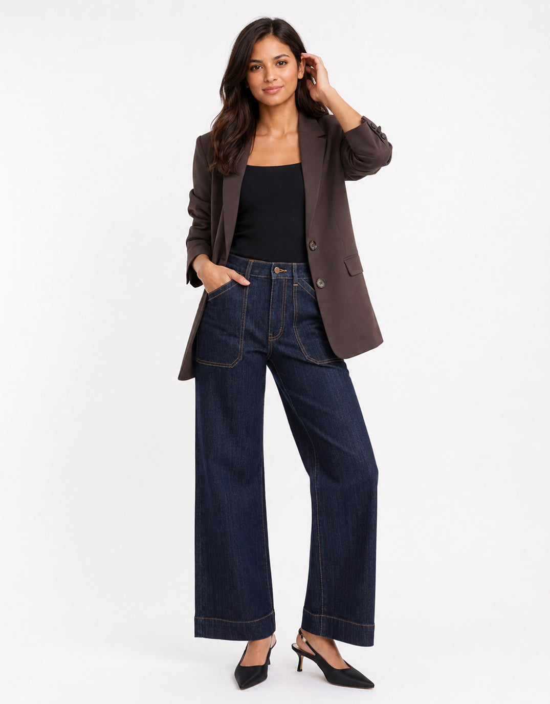 Diploma Two Button Vent Sleeve Blazer - Dark Chocolate