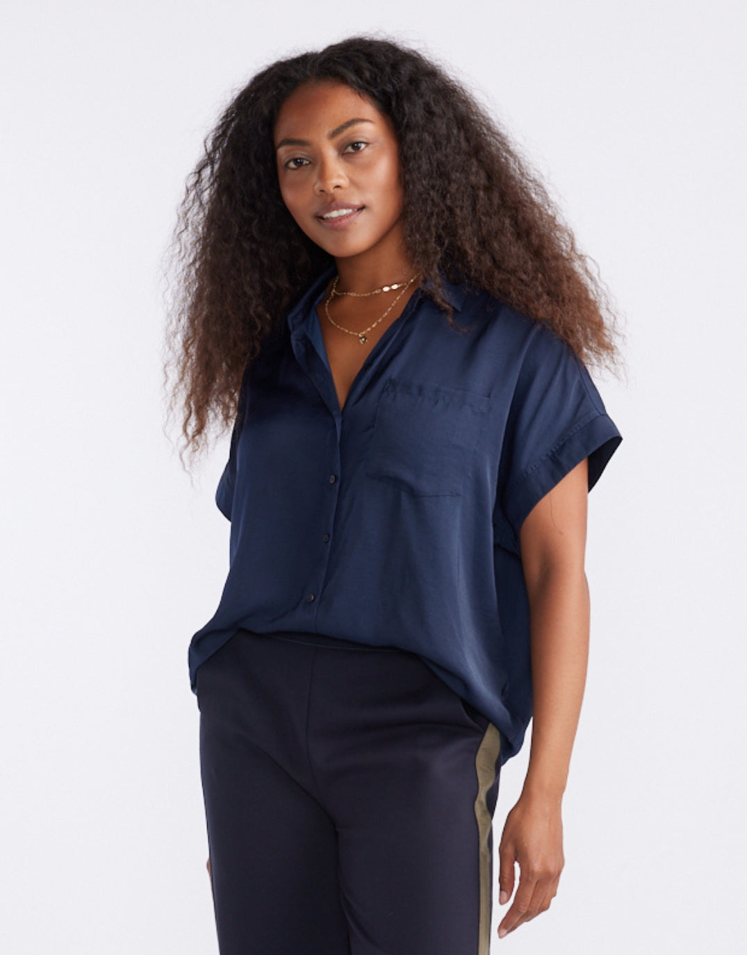 Effortless Drape Shirt - Dark Navy